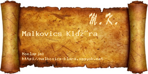Malkovics Klára névjegykártya